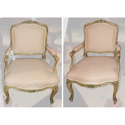 Lot 110 - Pair of Louis XV Style Painted Diminutive...