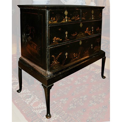 Lot 235 - George II Chinoiserie Decorated Black Japanned...