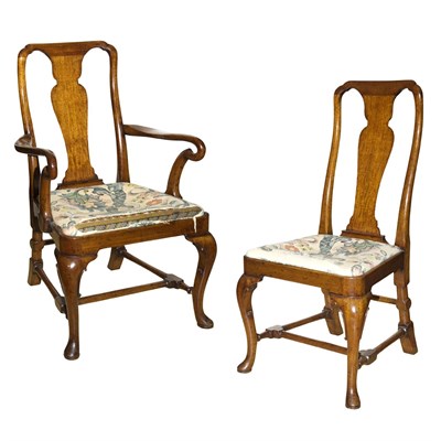 Lot 277 - Set of Eight Queen Anne Style Mahogany Dining...