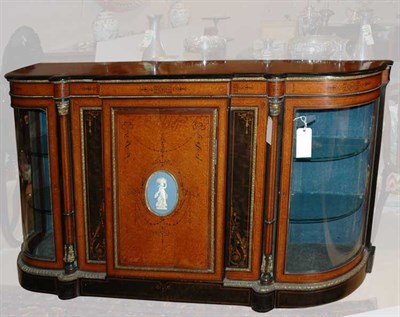 Lot 257 - Parcel Ebonized Burl-Wood Glazed Door Side...