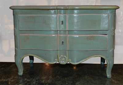 Lot 460 - Petit Louis XV Style Green Painted Commode...