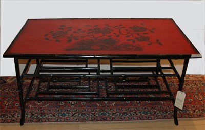 Lot 118 - Regency Style Black Painted Faux Bamboo and...