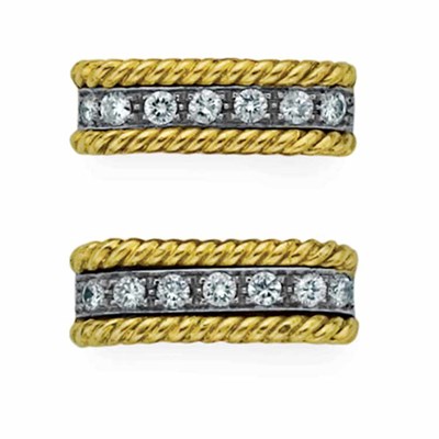 Lot 52 - Pair of Gold and Diamond Cufflinks, Tiffany & Co.