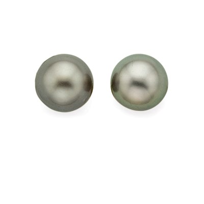 Lot 97 - Pair of Gold, Gray Cultured Pearl and Cabochon Sapphire Cufflinks, Van Cleef & Arpels