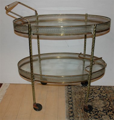 Lot 133 - Brass Two-Tier Tea Cart Height 34 1/2 inches,...