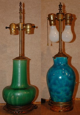 Lot 175 - Two Art Pottery Vases Each mounted as a two...