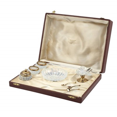 Lot 1188 - French Gilt-Silver Mounted Molded Opalescent...