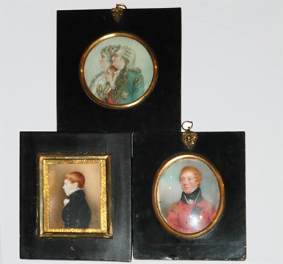 Lot 280 - Group of Three Portrait Miniatures Including...