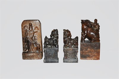 Lot 292 - Group of Four Asian Carved Hardstone Table...