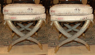 Lot 435 - Pair of Neoclassical Style Parcel Gilt and...