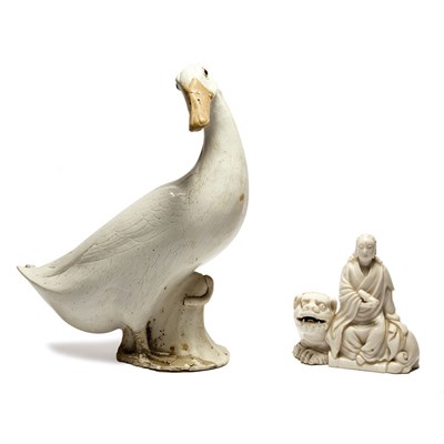 Lot 286A - Chinese Blanc De Chine Porcelain Guanyin on a...