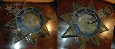 Lot 202 - Pair of Blue and Green Glass Star-Shaped...