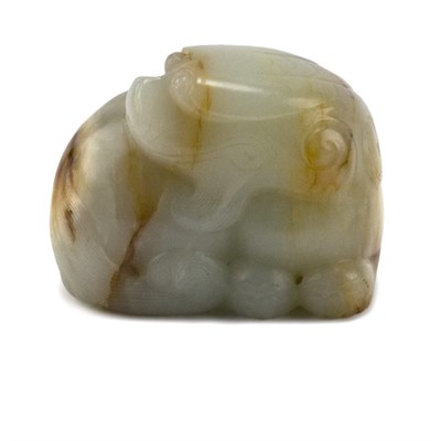 Lot 132 - Chinese White Jade Lion 18th Century Carved in...