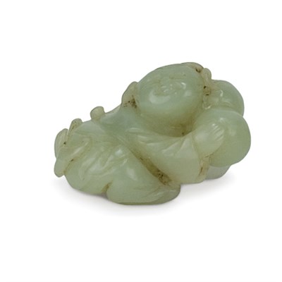 Lot 92 - Chinese Celadon Jade Figure of a Boy 19th...