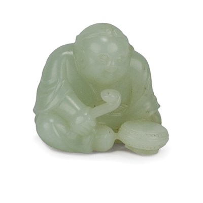 Lot 95 - Chinese White Jade Figure of a Boy 18th...