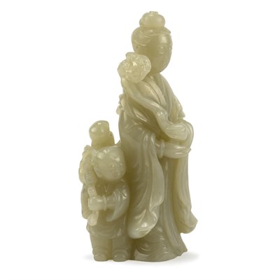 Lot 78 - Chinese White Jade Figure of Guanyin 19th...