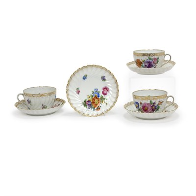Lot 315 - Set of Eight Dresden Gilt and Floral Decorated...