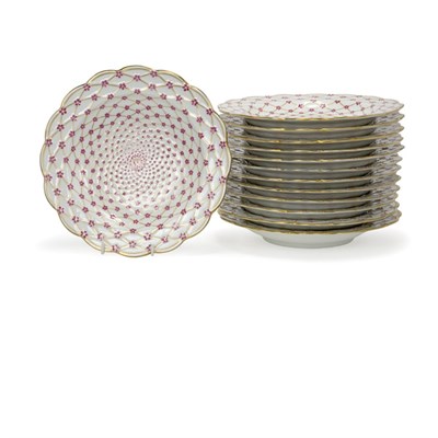 Lot 450 - Set of Twelve Haviland Limoges Floral and Gilt...