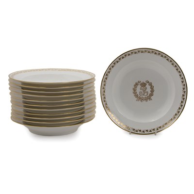 Lot 304 - Set of Twelve Sevres Gilt Decorated Porcelain...