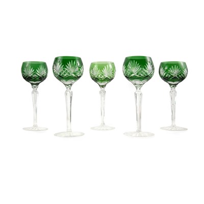 Lot 344 - Set of Fourteen Cut and Overlaid Hock Glasses...