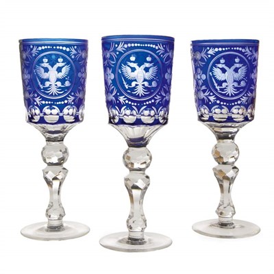Lot 112 - Set of Thirteen Russian Blue and Colorless...