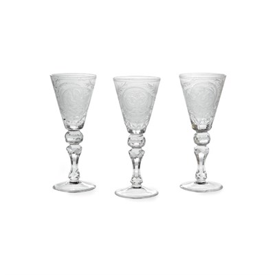 Lot 107 - Set of Fourteen Russian Cut and Wheel Engraved...
