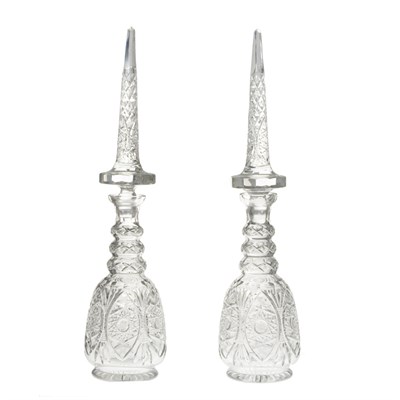 Lot 415 - Pair of Cut Glass Decanters In colorless glass,...