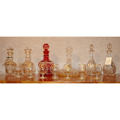 Lot 113 - Group of Six Glass Decanters Including one...