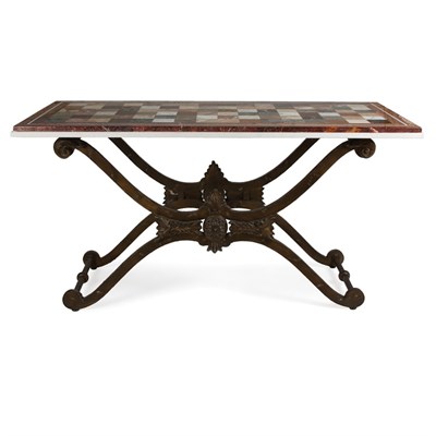 Lot 97 - Marble and Onyx Specimen Console Table Top Of...