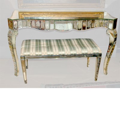 Lot 129 - Mirrored Console and Bench Height of console...