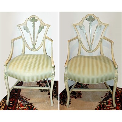 Lot 435 - Pair of George III Style Painted Armchairs