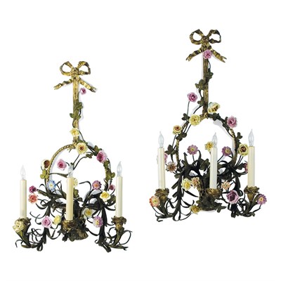 Lot 375 - Pair of Louis XVI Style Painted Metal and...
