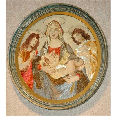 Lot 392 - English Silk Needlepoint Depicting the Madonna...