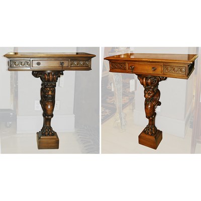 Lot 194 - Pair of Italian Baroque Style Carved Walnut...