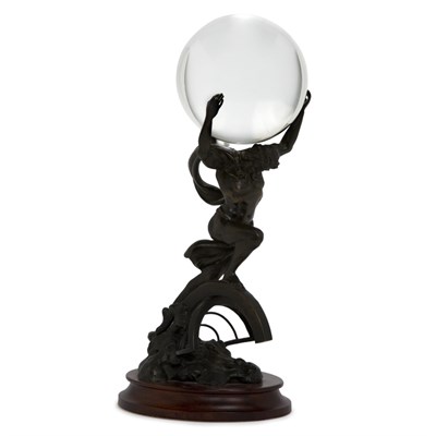 Lot 225 - Bronze Figure of Atlas with Crystal Ball...