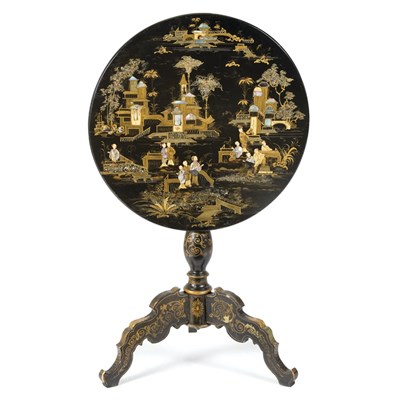 Lot 243 - Victorian Style Chinoiserie Decorated Black...