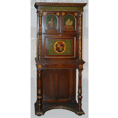 Lot 398 - Renaissance Style Parcel Painted Mahogany...