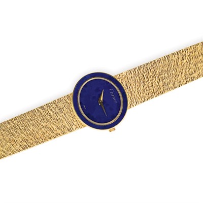 Lot 84 - Gold and Lapis Wristwatch, Cartier, Piaget