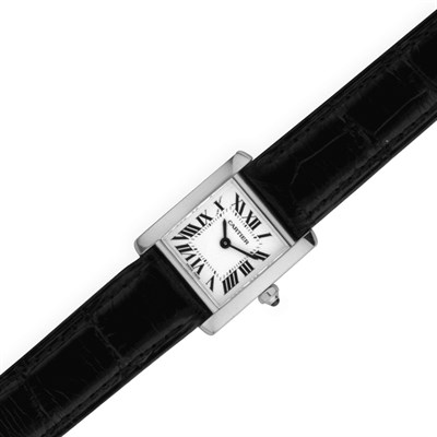 Lot 355 - White Gold Tank Wristwatch, Cartier