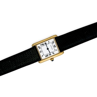 Lot 98 - Gentleman's Gold Tank Wristwatch, Cartier