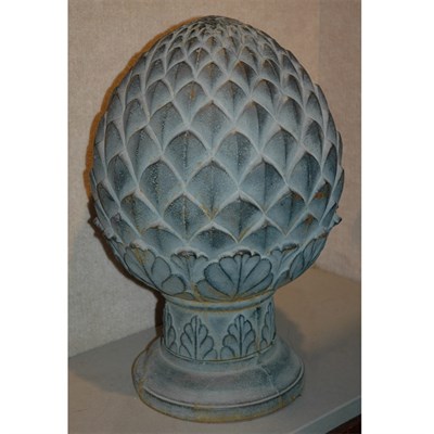 Lot 513 - Pair of Painted Iron Pineapple-Form Garden...