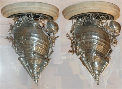 Lot 231 - Pair of Marble Top Shell Brackets Height 16...