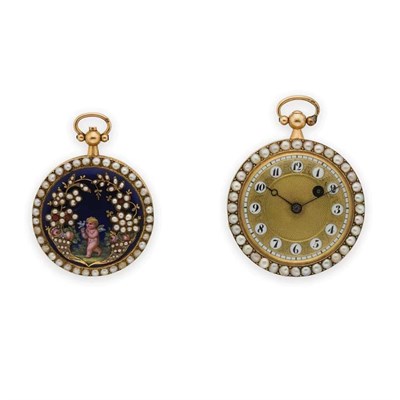 Lot 119 - Two Lady's Antique Gold, Enamel and Split Pearl Pendant-Watches