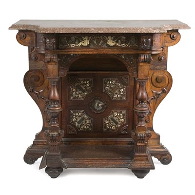 Lot 75 - Renaissance Revival Inlaid and Carved Walnut...