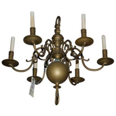 Lot 350 - Dutch Baroque Style Brass Six-Light Chandelier...