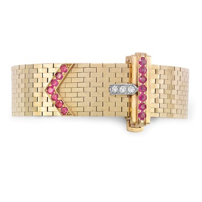 Lot 202 - Gold, Ruby and Diamond Slide Bracelet