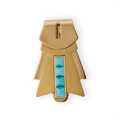 Lot 382 - Art Deco Gold and Turquoise Clip, A. Degon