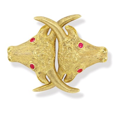 Lot 489 - Gold and Ruby Ram's Head Brooch, Lalaounis