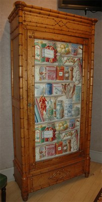 Lot 215 - Faux Bamboo Decorated Fruitwood Armoire Height...