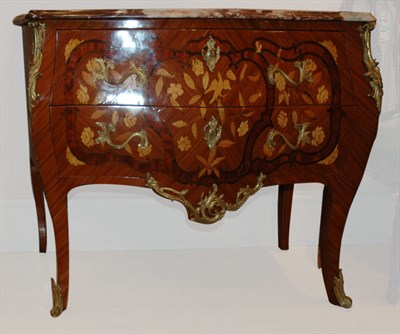 Lot 461 - Louis XV Style Marble Top Marquetry Commode...